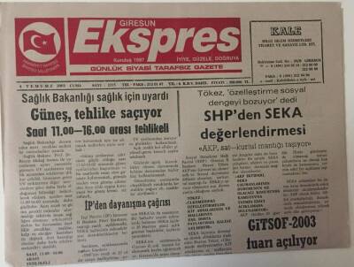 Giresun Ekspres Gazetesi 4 Temmuz 2003 - GİTSOF - 2003 Fuarı Açılıyor - GZ13462 - 1