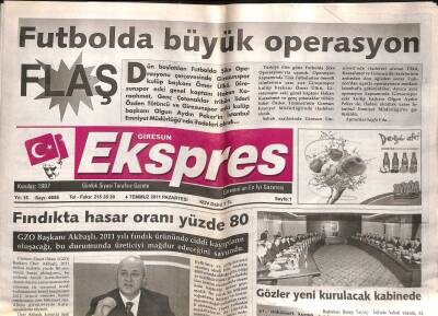 Giresun Ekspres Gazetesi 4 Temmuz 2011 - Fındıkta Hasar Yüzde 80 GZ108149 - 1
