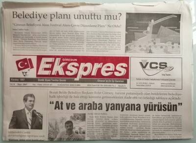 Giresun Ekspres Gazetesi 5 Ağustos 2005 Öztürk Başkan Yükselle Kadeh Tokuşturmadım Huda Çekmedim -GZ44267 - 2