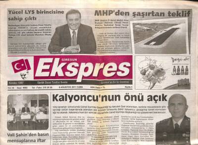 Giresun Ekspres Gazetesi 5 Ağustos 2011 - Bekir Kalyoncunun Önü Açık GZ108131 - 1