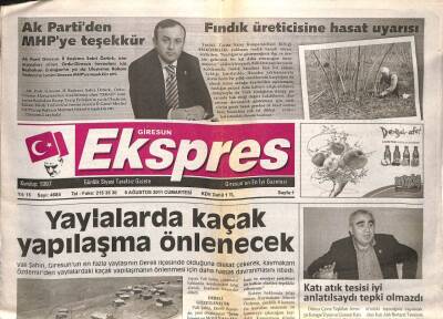 Giresun Ekspres Gazetesi 6 Ağustos 2011 - Yaylalarda Kaçak Yapı Engellenecek GZ108142 - 1