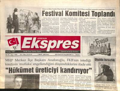 Giresun Ekspres Gazetesi 7 Mart 2006 - Hükümet Üreticiyi Kandırıyor GZ101469 - 1