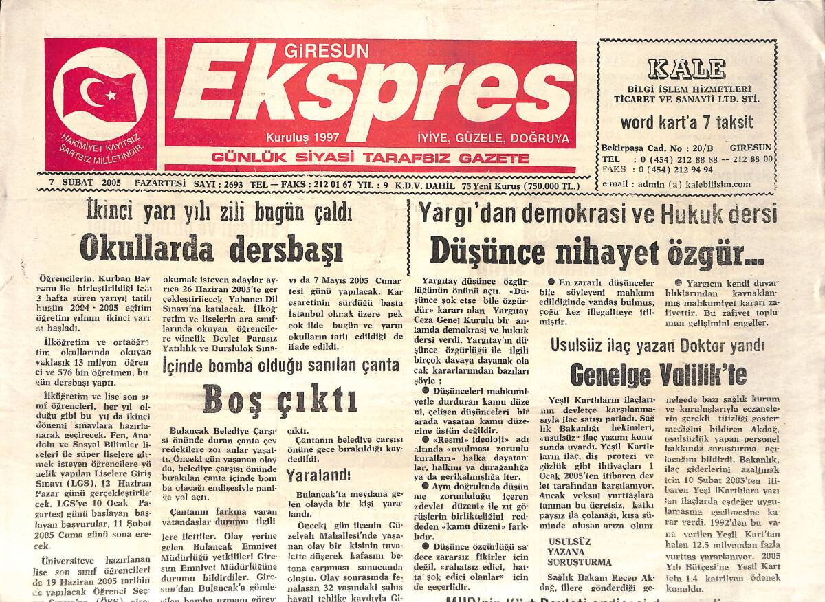Giresun Ekspres Gazetesi 7 Şubat 2005 - Eğitim-Sen Kongreye Hazırlanıyor GZ157596 - 1