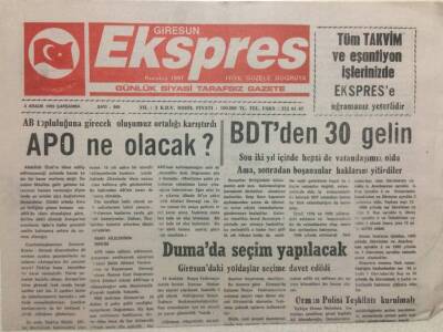 Giresun Ekspres Gazetesi 8 Aralık 1999 - Apo Ne Olacak? GZ32237 - 1