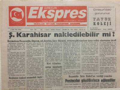 Giresun Ekspres Gazetesi 8 Ekim 1999 - Şebinkarahisar Nakledilebilirmi GZ32249 - 1