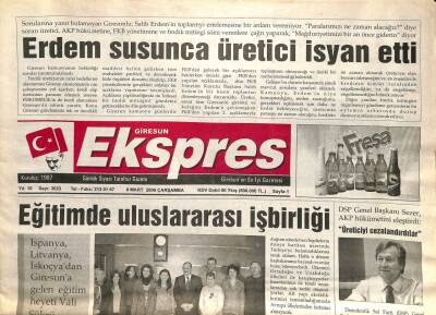Giresun Ekspres Gazetesi 8 Mart 2006 - Salih Erdem Susunca Üretici İsyan Etti GZ101470 - 2