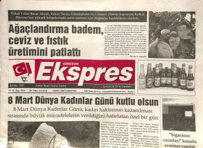Giresun Ekspres Gazetesi 8 Mart 2008 - TMO Stoklar Tükenene Kadar Fındık Satılmayacak GZ101504 - 2
