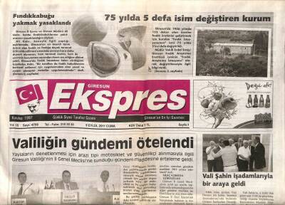 Giresun Ekspres Gazetesi 9 Eylül 2011 - Giresunspor Kenetlendi GZ108426 - 1