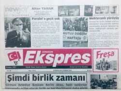 Giresun Ekspres Gazetesi 9 Nisan 2016 - Kerim AksuŞimdi Birlik Zamanı GZ43205 - 2