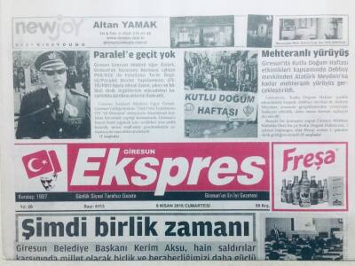 Giresun Ekspres Gazetesi 9 Nisan 2016 - Kerim AksuŞimdi Birlik Zamanı GZ43205 - 1