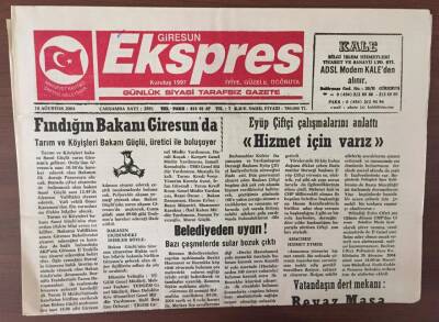 Giresun Exspres Gazetesi 18 Ağustos 2004 - Tarım Ve Köy İşleri Bakanı Giresunda GZ6908 - 2