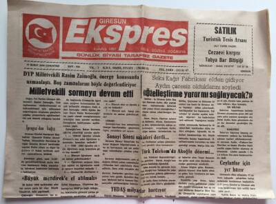 Giresun Exspres Gazetesi 19 Şubat 2000 - Seka Kağıt Fabrikası Elden Gidiyor Özelleştirme Yarar Mı Sağlayacak ? GZ39189 - 1