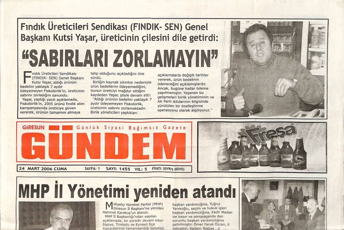 Giresun Gündem 24 Mart 2006 - 2. Endüstri Meslek Lisesi İnşaatı Bitti - DSİ'den Beş Yeni Proje GZ153630 - 1