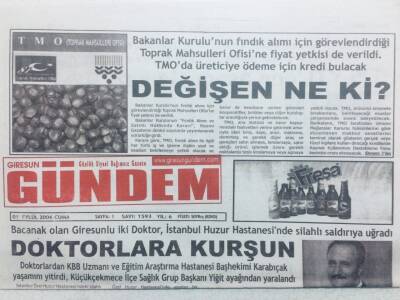 Giresun Gündem Gazetesi 1 Eylül 2006 - Doktorlara Kurşun GZ40858 - 1