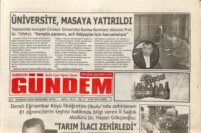 Giresun Gündem Gazetesi 1 Haziran 2006 - Bulancak Belediyesinden Koku Kontrolü Projesi GZ97228 - 1