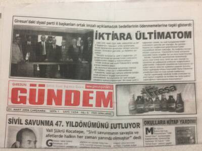 Giresun Gündem Gazetesi 1 Mart 2006 - İktidara Ültimatom GZ38423 - 1