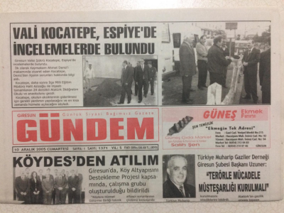 Giresun Gündem Gazetesi 10 Aralık 2005 - Köydesten Atılım GZ23969 - 1