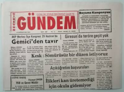 Giresun Gündem Gazetesi 10 Haziran 2003 Giresunda Teröre Geçit Yok -GZ33322 - 1