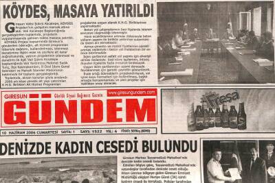 Giresun Gündem Gazetesi 10 Haziran 2006 - Köydes Masaya Yatırıldı GZ108367 - 1