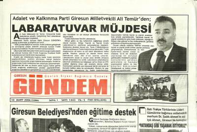 Giresun Gündem Gazetesi 10 Mart 2006 - Belediye Başkanı Yüksel , Engelliler Spor Kulübüne Bağışta Bulundu GZ109305 - 1