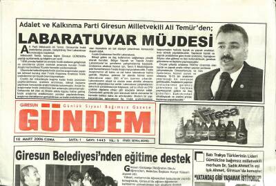 Giresun Gündem Gazetesi 10 Mart 2006 - Giresun Belediyesinden Eğitime Destek GZ109304 - 1