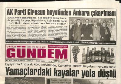 Giresun Gündem Gazetesi 10 Mart 2008 - AK Parti Giresun Heyetinden Ankara Çıkartması GZ101568 - 2