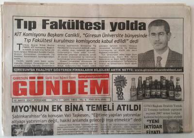Giresun Gündem Gazetesi 10 Mayıs 2007 - MYOnun Ek Bina Temeli Atıldı GZ28833 - 1