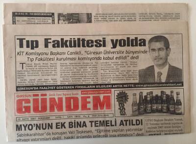 Giresun Gündem Gazetesi 10 Mayıs 2007 - Tıp Fakültesi Yolda GZ31194 - 1