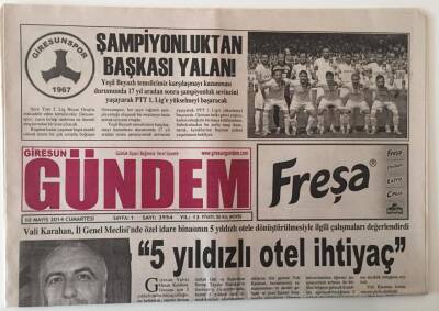 Giresun Gündem Gazetesi 10 Mayıs 2014 - Giresunspora Şampiyonluktan Başkası Yalan GZ28837 - 1