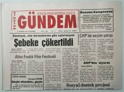 Giresun Gündem Gazetesi 11 Haziran 2003 Emniyet Oto Hırsızlarına Göz Açtırmıyor -GZ33324 - 1