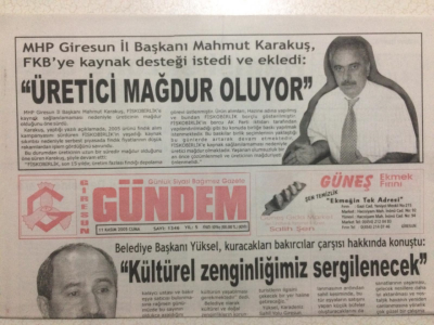 Giresun Gündem Gazetesi 11 Kasım 2005 - Belediye Başkanı YükselKültürel Zenginliğimiz Sergilenecek GZ24026 - 1