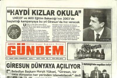 Giresun Gündem Gazetesi 11 Mart 2006 - UNICEF Ve Milli Eğitim Bakanlığının 2003de Başlattığı Kampanyaya Bu Yıl Giresunda Hız Verecek GZ109302 - 1