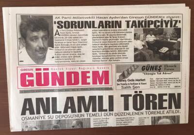 Giresun Gündem Gazetesi 12 Ağustos 2004 - Tarım Bakanı Sami Güçlüden Fındığa Destek Sözü GZ6822 - 2