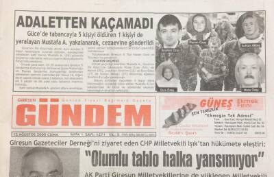 Giresun Gündem Gazetesi 12 Ağustos 2005 Mehmet Işık Ak Parti Giresun Milletvekillerine Yüklendi GZ30940 - 1