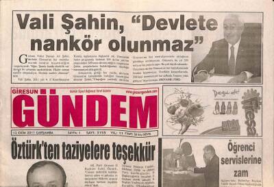 Giresun Gündem Gazetesi 12 Ekim 2011 - Öztürk`ten Taziyelere Teşekkür GZ79697 - 1
