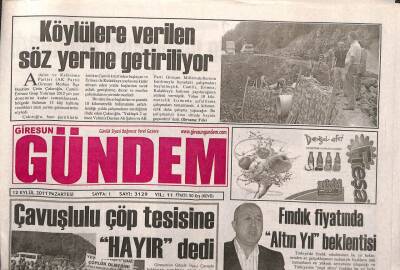Giresun Gündem Gazetesi 12 Eylül 2011 - Çavuşlu Çöp Tesisine Hayır Dedi GZ108275 - 1