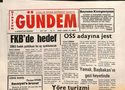 Giresun Gündem Gazetesi 12 Haziran 2003 - FKBde Hedef GZ101551 - 2