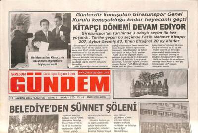 Giresun Gündem Gazetesi 12 Haziran 2006 - MHP İl Başkanı Karakuş İşi Ehline Teslim Etsinler GZ108366 - 1
