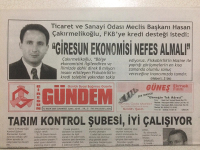Giresun Gündem Gazetesi 12 Kasım 2005 - Hasan ÇakırmedikoğluGiresun Ekonomisi Nefes Almalı GZ24029 - 1