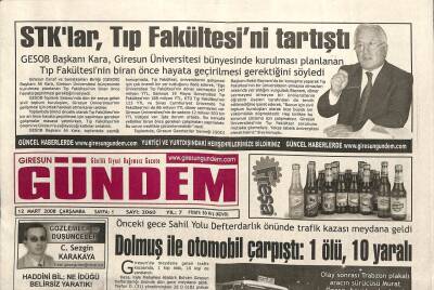 Giresun Gündem Gazetesi 12 Mart 2008 - STKlar Tıp Fakültesini Tartıştı GZ101566 - 2