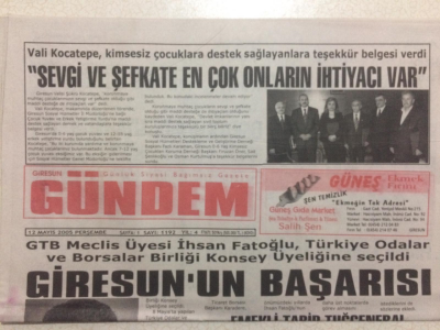 Giresun Gündem Gazetesi 12 Mayıs 2005 - Giresunun Başarısı GZ23995 - 1