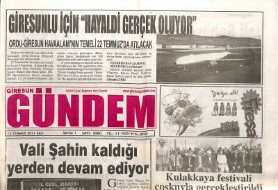 Giresun Gündem Gazetesi 12 Temmuz 2011 - Vali Şahin Kaldığı Yerden Devam Ediyor GZ108076 - 1
