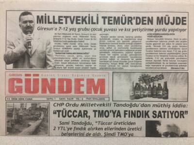Giresun Gündem Gazetesi 13 Ekim 2006 - Tüccar Temoya Fındık Satıyor GZ38427 - 1
