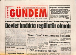 Giresun Gündem Gazetesi 13 Haziran 2003 - Devlet Fındıkta Regülatör Olmalı GZ101552 - 2