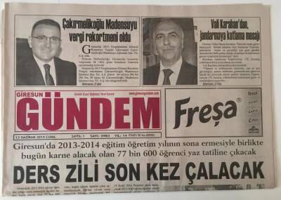 Giresun Gündem Gazetesi - 13 Haziran 2014 - Ders Zili Son Kez Çalacak GZ43835 - 2