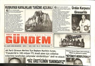 Giresun Gündem Gazetesi 13 Mart 2006 - Giresunda Bir Kütüphane Daha GZ101543 - 2