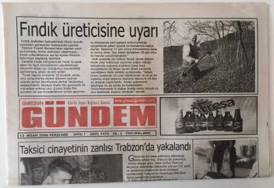 Giresun Gündem Gazetesi 13 Nisan 2006 - Fındık Üreticisine Uyarı GZ28864 - 1