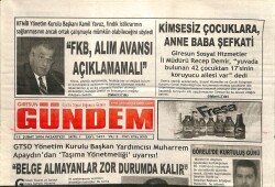 Giresun Gündem Gazetesi 13 Şubat 2006 - FKB Alım Avansı Açıklamamalı GZ101515 - 1