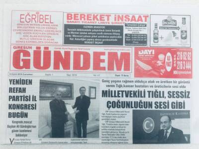 Giresun Gündem Gazetesi - 14 Eylül 2019 - Milletvekili Tığlı Sessiz Çoğunluğun Sesi Gibi GZ46343 - 1