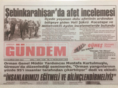 Giresun Gündem Gazetesi 14 Haziran 2005 - Şebinkarahisarda Afet İncelemesi GZ24091 - 1